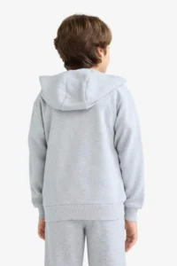 DeFacto Boys' Gray Hooded School Cardigan - Image 5