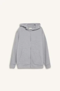 DeFacto Boys' Gray Hooded School Cardigan - Image 6