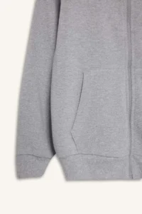 DeFacto Boys' Gray Hooded School Cardigan - Image 7