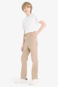 DeFacto Straight Leg Gabardine School Beige Boys' Trousers T8850A6/BG716
