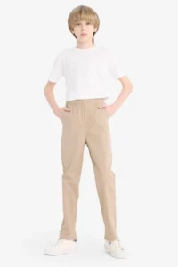 DeFacto Straight Leg Gabardine School Beige Boys' Trousers T8850A6/BG716 - Image 2