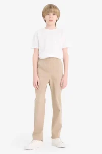 DeFacto Straight Leg Gabardine School Beige Boys' Trousers T8850A6/BG716 - Image 3