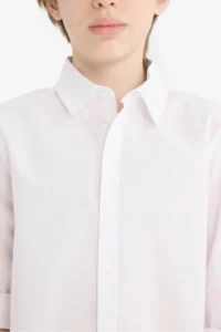 DeFacto Polo Collar Poplin Long Sleeve School Shirt for Boys - Image 5