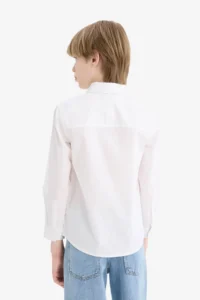 DeFacto Polo Collar Poplin Long Sleeve School Shirt for Boys - Image 6