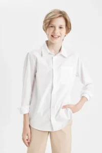 DeFacto Boys' Back to School Oxford Long Sleeve Shirt