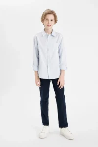DeFacto Boy's Blue Oxford Long Sleeve School Shirt T8854a623au - Image 3