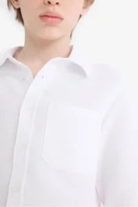 DeFacto Polo Collar Oxford Long Sleeve School White Boy Shirt T8854A6/WT34 - Image 5