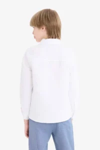 DeFacto Polo Collar Oxford Long Sleeve School White Boy Shirt T8854A6/WT34 - Image 6