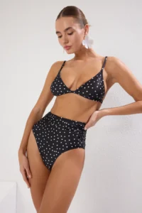 TRENDYOLMİLLA Polka Dot Effective for thinning hipster Super High Waist Bikini Bottom