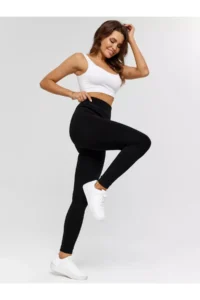 MİSTİRİK Pezzoli Model Knitted Single Stitched Daily Flexible Seamless Plush Tights Black Color - Image 5