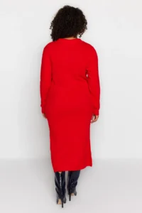 Trendyol Curve Rejection Polo Shirt Collar Ribbed Knit Dress - Image 5