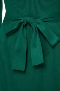 Trendyol Curve Emerald Green Ribbed bodycone Midi Knit Dress - Image 7