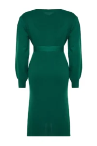 Trendyol Curve Emerald Green Ribbed bodycone Midi Knit Dress - Image 8
