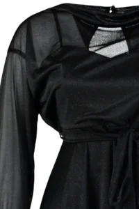 Trendyol Curve Black Waist Open/skater Glitter Mini Knitting Dress - Image 8