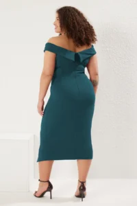 Trendyol Curve Emerald Green Body-Fitting Gather Detailed Knitting Plus Size Dress - Image 5