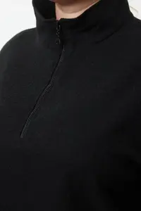Trendyol Curve Black Thessaloniki/Knitwear look Zippered Collar Regular/Normal Pattern Knitting Sweatshirt - Image 4