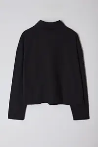 Trendyol Curve Black Thessaloniki/Knitwear look Zippered Collar Regular/Normal Pattern Knitting Sweatshirt - Image 7