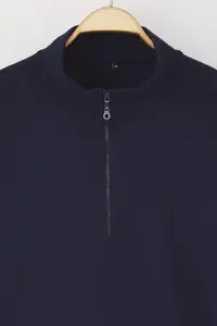 Trendyol Curve Navy Blue Thessaloniki/Knitwear look Zippered Collar Regular/Normal Pattern Knitting Sweatshirt - Image 7