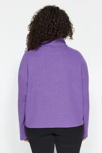 Trendyol Curve Purple Thessaloniki/Knitwear look Zippered Collar Regular/Normal Pattern Knitting Sweatshirt - Image 5