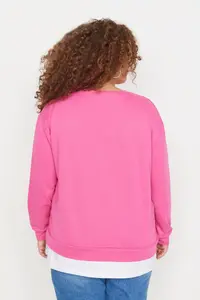Trendyol Curve Fuchsia Thin Knitting Plus Size Sweatshirt - Image 5