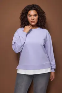 Trendyol Curve Lilac Thin Knitting Plus Size Sweatshirt