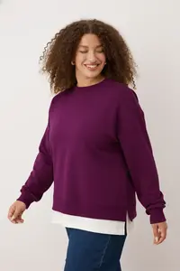 Trendyol Curve Plum Thin Knitting Plus Size Sweatshirt - Image 2