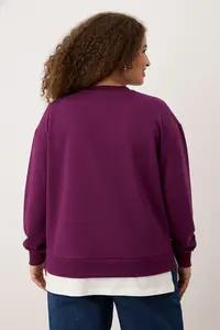 Trendyol Curve Plum Thin Knitting Plus Size Sweatshirt - Image 4