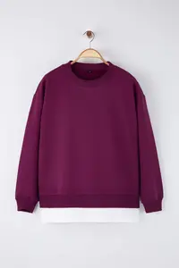 Trendyol Curve Plum Thin Knitting Plus Size Sweatshirt - Image 5