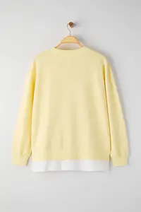 Trendyol Curve Yellow Thin Knitting Plus Size Sweatshirt with T-Shirt Outer Look - Image 8