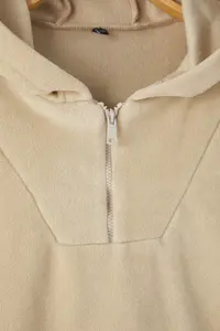 Trendyol Curve Beige Hooded Thick Fleece Knitting Plus Size Sweatshirt - Image 6