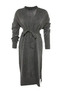 Trendyol Curve Anthracite Oversized/Bol Cut Knitwear Cardigan - Image 7