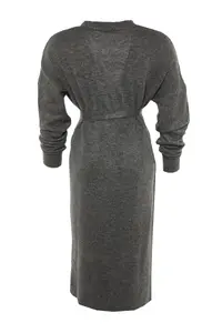 Trendyol Curve Anthracite Oversized/Bol Cut Knitwear Cardigan - Image 8