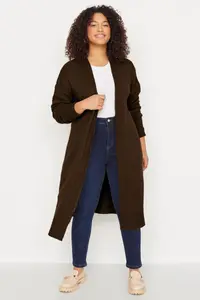 Trendyol Curve Brown Oversized/Bol Cut Knitwear Cardigan - Image 4