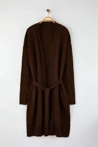 Trendyol Curve Brown Oversized/Bol Cut Knitwear Cardigan - Image 8