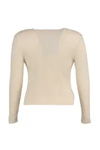 Trendyol Curve Beige V-neck Binding Detailed Thin Knitwear Cardigan&Tank Top Set - Image 12