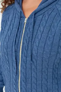 Trendyol Curve Indigo Hooded Zippered Knitwear Cardigan - Image 4