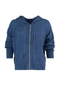 Trendyol Curve Indigo Hooded Zippered Knitwear Cardigan - Image 6