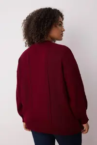 Trendyol Curve Burgundy Hair Knitting Detailed V-neck buttoned Knitwear Cardigan - Image 4