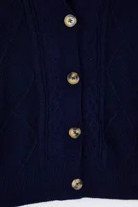 Trendyol Curve Navy Blue Hair Knitting Detailed V-neck buttoned Knitwear Cardigan - Image 6