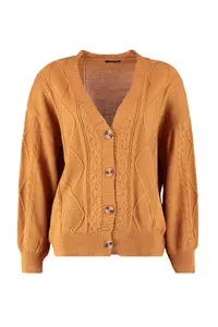 Trendyol Curve Tan Hair Knitting Detailed V-neck buttoned Knitwear Cardigan - Image 6