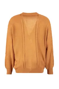Trendyol Curve Tan Hair Knitting Detailed V-neck buttoned Knitwear Cardigan - Image 7