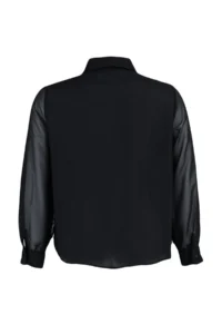 Trendyol Curve Black Long Sleeve buttoned Siphon Weaving Plus Size Shirt - Image 6
