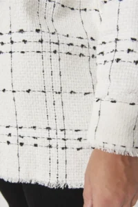 Trendyol Curve White Tweed Long Sleeve Winter Weaving Plus Size Shirt/Jacket - Image 4