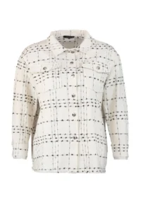 Trendyol Curve White Tweed Long Sleeve Winter Weaving Plus Size Shirt/Jacket - Image 6
