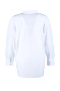 Trendyol Curve Ecru Cotton Long Sleeve double pocket Skirt slit Poplin Weaving Plus Size Shirt - Image 6