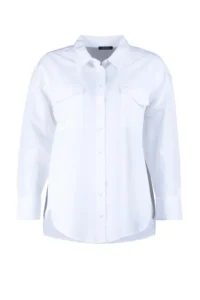 Trendyol Curve Ecru Cotton Long Sleeve double pocket Skirt slit Poplin Weaving Plus Size Shirt - Image 7