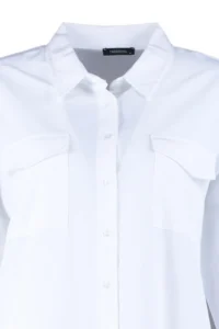 Trendyol Curve Ecru Cotton Long Sleeve double pocket Skirt slit Poplin Weaving Plus Size Shirt - Image 8