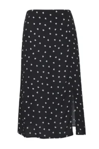 Trendyol Curve Black Heart Patterned Slit Unlined Midi/Middle Size Viscose Weaving Skirt - Image 6