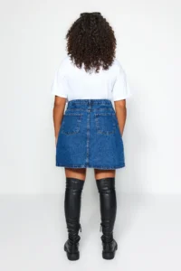 Trendyol Curve Mavi High Waist 100% Non-Stretch Cotton A Shape denim Skirt - Image 11