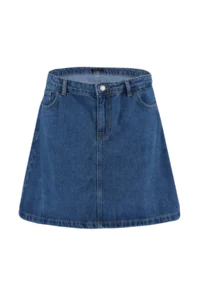 Trendyol Curve Mavi High Waist 100% Non-Stretch Cotton A Shape denim Skirt - Image 12